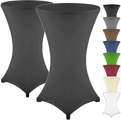 Afbeelding van Set van 2 stretch statafelhoezen Diana met Öko Tex zegel, versterking in de voet, vele kleuren en maten Ø60 65cm / Ø70 75cm Ø80 85cm (zwart, 85cm)