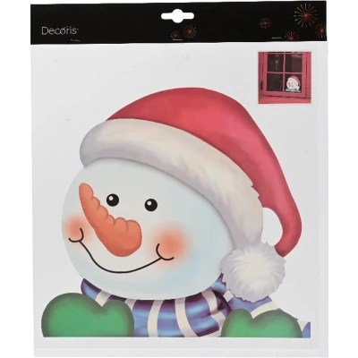 Afbeelding van Raamdecoratie Sneeuwpop Sticker kerststicker 28,5x30 cm