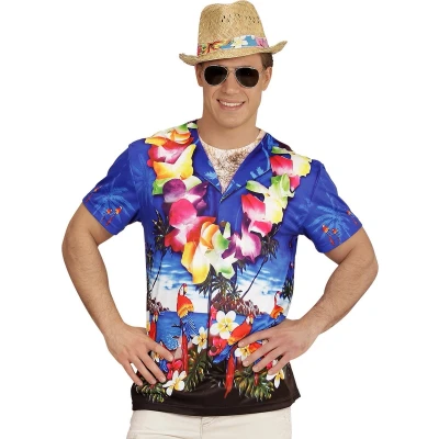 Afbeelding van Hawaii &amp; Carribean Tropisch kostuum T Shirt Honolulu Man XL Carnaval Verkleedkleding