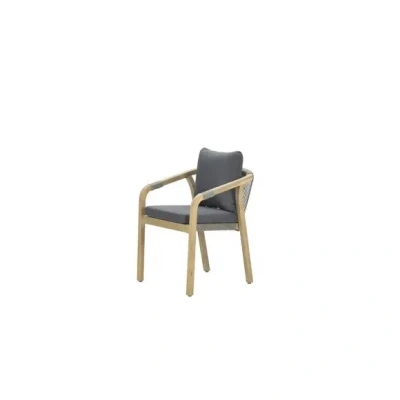 Afbeelding van Garden Impressions Santos dining fauteuil acacia white wash rope dark grey mystic
