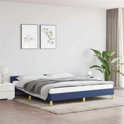 Afbeelding van Bedframe met hoofdeinde stof blauw 160x200 cm