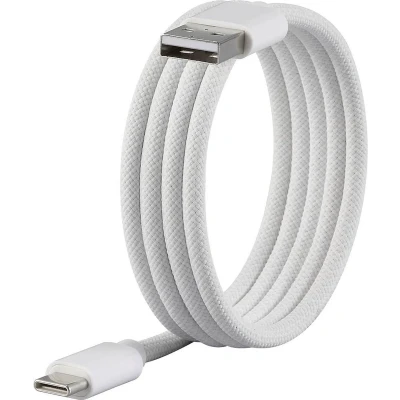 Afbeelding van Renkforce USB kabel 2.0 C stekker, A stekker 1.00 m Wit Met magnetische opwikkeling, Stoffen mantel RF 6437922