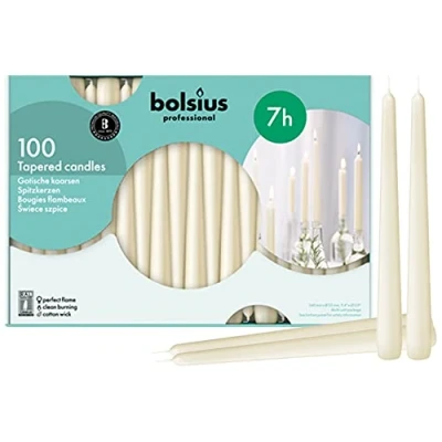 Afbeelding van Bolsius 103400335505 conische kaarsen, 25,4 cm, ivoorkleurig, 100 stuks, crèmekleurig
