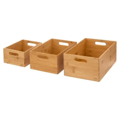 Afbeelding van Five opbergdozen, rechthoekig, bamboe, 3 stuks