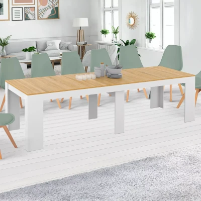 Afbeelding van ORLANDO uitschuifbare consoletafel, 14 personen, 300 cm, afwerking wit en beuken