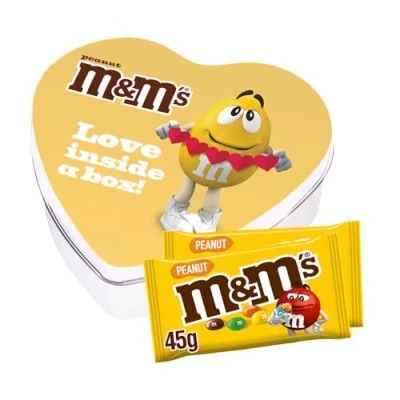 Afbeelding van M&amp;M&#039;s geschenkdoos hartje &#039;Love inside a box&#039; chocolade met pindasmaak chocoladecadeau 2 zakjes 90g