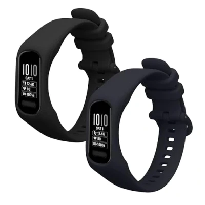 Afbeelding van kwmobile 2x horlogebandjes geschikt voor Garmin vivosmart 5 / Smart bandje Smartwatch bandjes van TPU Activity tracker horloge band in zwart donkerblauw