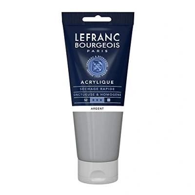 Afbeelding van Lefranc Bourgeois 300447 fijne acrylverf, sterk gepigmenteerd, goed dekkingsvermogen, homogene romige textuur, bestand tegen veroudering, lichtecht, tube van 200 ml zilver