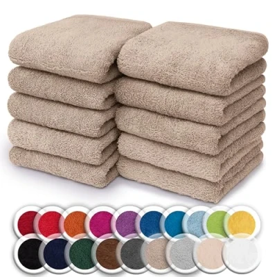 Image de NatureMark lot de 10 Gants toilette 100% coton en éponge Dimensions : 30 x cm Serviettes Couleur sable/beige