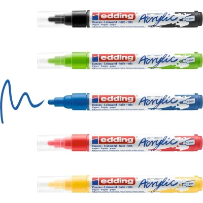 Afbeelding van edding 5100 Acrylic Marker set Basic 5 ST 2 3mm / 4 5000