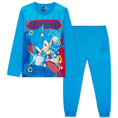 Afbeelding van Sonic THE HEDGEHOG Shadow pyjamasets voor jongens, lang, comfortabel, nachtkleding, cadeau idee gamers Blauw