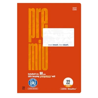 Afbeelding van Staufen Green schoolschrift DIN A4, liniatuur 22 (geruit 5 mm), 2 schriften met elk 32 vellen, 90 g/m² gerecycled papier, afgeronde hoeken ter voorkoming van &quot;ezelsoren&quot;