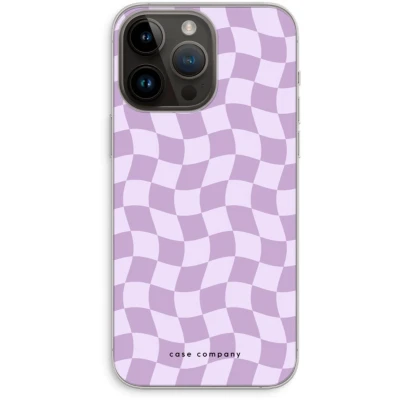 Afbeelding van Case Company® hoesje geschikt voor iPhone 14 Pro Max Grid Paars Soft Cover Telefoonhoesje Bescherming aan alle Kanten en Schermrand