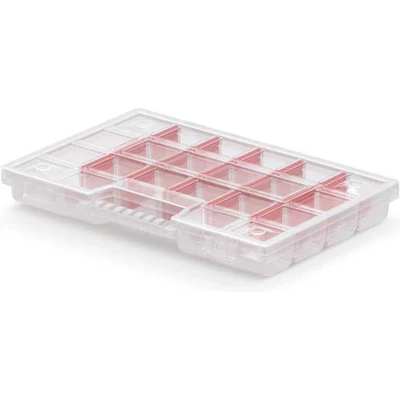 Afbeelding van Kistenberg Sorteerbox/vakjes koffer spijkers/schroeven/kleine spullen 20 vaks kunststof transparant 29 x 3.5 cm