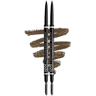Image de NYX Professional Makeup Crayon à Sourcils Micro Brow Pencil, Ultra Fin Double Embout avec Mine Rétractable et Goupillon, Lot de 2, Teinte : Ash Brown (05)