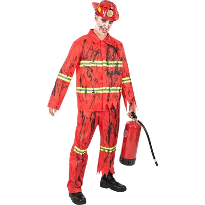 Afbeelding van FUNIDELIA Zombie Brandweerman Kostuum voor Mannen Maat: XXL Rood