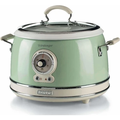 Afbeelding van Ariete 2904/04 Vintage Slowcooker &amp; XL Rijstkoker totaal 3.5 Liter inhoud 700 Watt warmhoudfunctie Groen