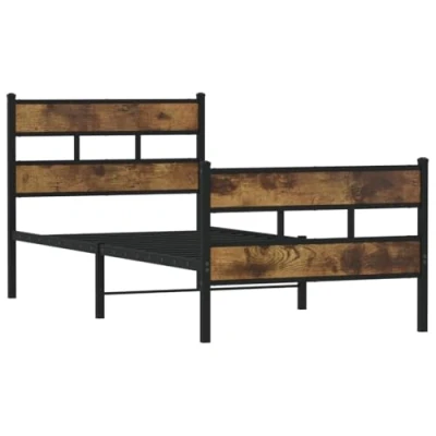 Image de vidaXL Cadre de lit en métal sans matelas chêne fumé 80x200 cm