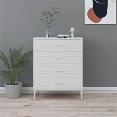 Afbeelding van vidaXL Ladekast 80x35x101,5 cm staal wit