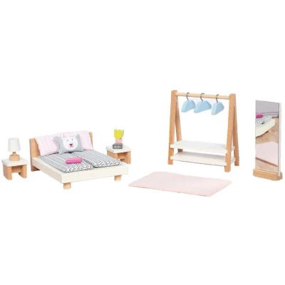 Afbeelding van Goki Houten Poppenmeubels Slaapkamer, 18dlg.