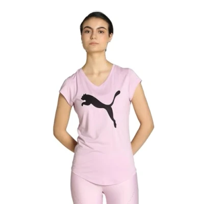 Afbeelding van PUMA Train Favorite Heather Cat Tee Dames Sportshirt Grape Mist