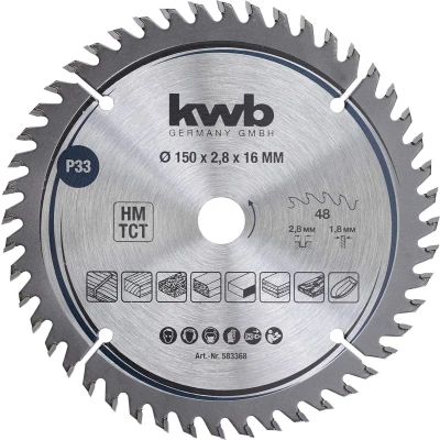 Afbeelding van KWB Precisie Cirkelzaagbladen voor cirkelzagen Ø 150 x 16 mm 583368