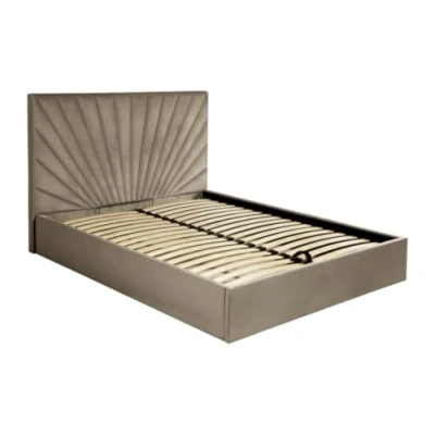 Afbeelding van Pascal Morabito Bed met opbergruimte 160 x 200 cm Velours Taupegrijs RILIODA L 173 H 120 D 214