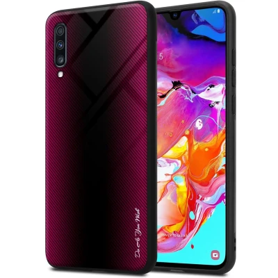 Afbeelding van Cadorabo Hoesje geschikt voor Samsung Galaxy A70 / A70s in PAARS ROZE Beschermhoes gemaakt van TPU silicone Case Cover en achterkant gehard glas