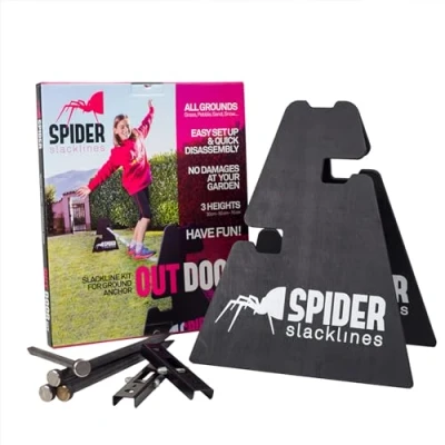 Afbeelding van SPIDER Slackline SOS01 Slacklines Outdoor Kit twee ezels met drie hoogte instellingen 30 50 70 cm gemaakt in Italië niet inbegrepen voor beginnende slackliners