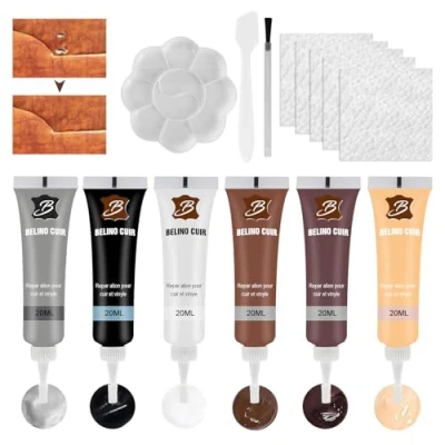 Afbeelding van HASAIKA lederen reparatiepasta, reparatieset voor leer, mengbare reparatiesets, bank, leren jas, autostoel, schoenen, jassen