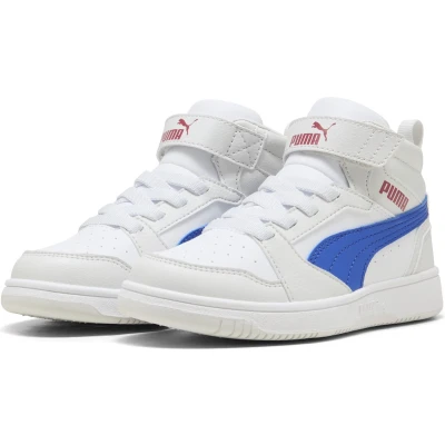 Afbeelding van PUMA Rebound V6 Mid AC+ PS Unisex Sneakers White Vivid Blue Feather Gray