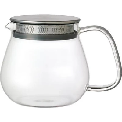 Afbeelding van Kinto Unitea One Touch theepot 460 ml hittebestendig glas met filter en roestvrijstalen deksel