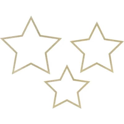 Afbeelding van Hangers Sterren Hout Goud Glitter 3 stuks