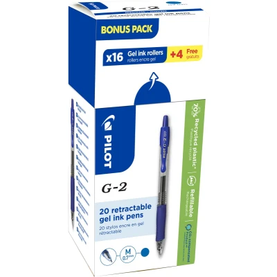 Afbeelding van Pilot Gelroller G 2 Medium, Blauw, Value Pack Met 16 + 4 Stuks