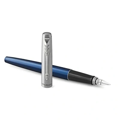 Image de Parker Jotter stylo plume bleu roi pointe moyenne encre bleue coffret cadeau