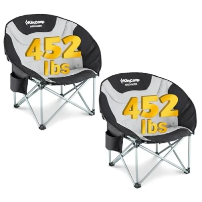 Afbeelding van KingCamp Opvouwbare campingstoel, polyester, zwart/grijs, set van 2, L