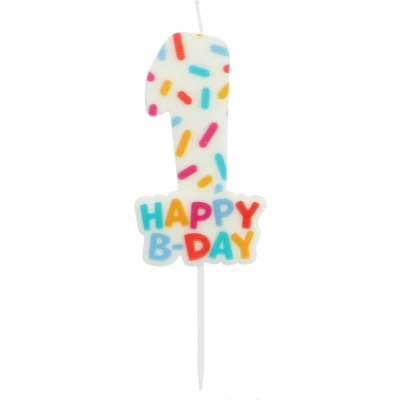 Afbeelding van Folat Kaars cozy sprinkles cijfer 1 7 cm