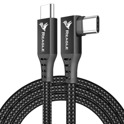 Afbeelding van Reagle 5 m kabel voor Oculus Link SteamVR Quest 2 Meta USB C 3.2 Gen 10Gbps 3A gevlochten nylon hoekstekker compatibel met Pico