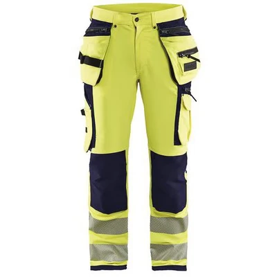 Image de Pantalon stretch 4D haute visibilité jaune fluorescent/marine