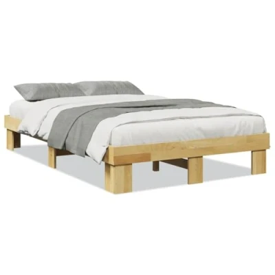 Afbeelding van vidaXL Bedframe zonder matras 120x200 cm massief hout eiken