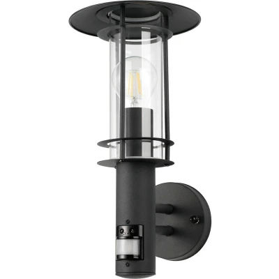 Afbeelding van EGLO Lisio 1 Wandlamp Buiten E27 Sensor RVS Zwart