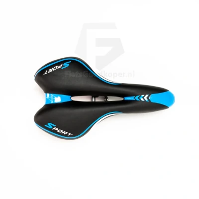 Afbeelding van Voltano Sport Fietszadel Zwart / Blauw Gel Trekking Zadel