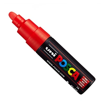 Afbeelding van Uni POSCA PC 7M Paint Marker Marker, brede punt 4,5 5,5 mm, 15 kleuren rood