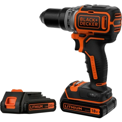 Afbeelding van BLACK+DECKER BL186K1B2 QW Brushless schroef /boormachine 18V incl. 2 accu&#039;s, lader en koffer