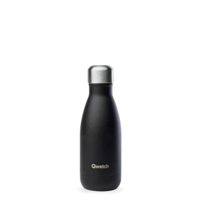 Afbeelding van Qwetch Thermosfles, zwart, 260 ml, drinkfles voor onderweg van roestvrij staal, 24 uur koud en 12 warm, waterdicht, BPA vrij herbruikbaar