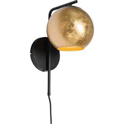 Afbeelding van QAZQA bert Design Wandlamp voor binnen 1 lichts L 20 cm Zwart Goud Woonkamer Slaapkamer Keuken