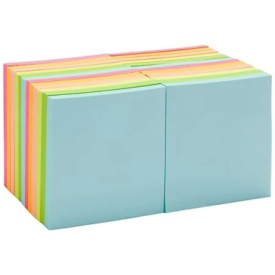 Afbeelding van Amazon Basics Zelfklevende mini notities, vierkant, 7,6 x cm, 24 blokken, meerkleurig