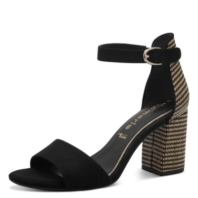 Afbeelding van Tamaris Sandalen, Dames, Maat: 38, Black Leer/ synthetisch
