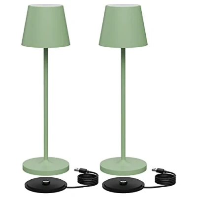 Afbeelding van K Bright Led tafellamp, dimbaar, geschikt voor binnen en buiten, oplaadbaar, warmwit licht, 3000 K, designtafellamp, contacteer het laadstation, groen