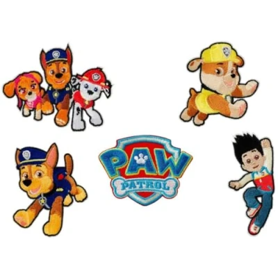 Afbeelding van Mono Quick Paw Patrol 5 stuks strijkbare patches van polyester, meerkleurig, 8 cm